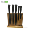 Paslanmaz Çelik 5 adet Mutfak Bıçakları Ahşap Blok Seti